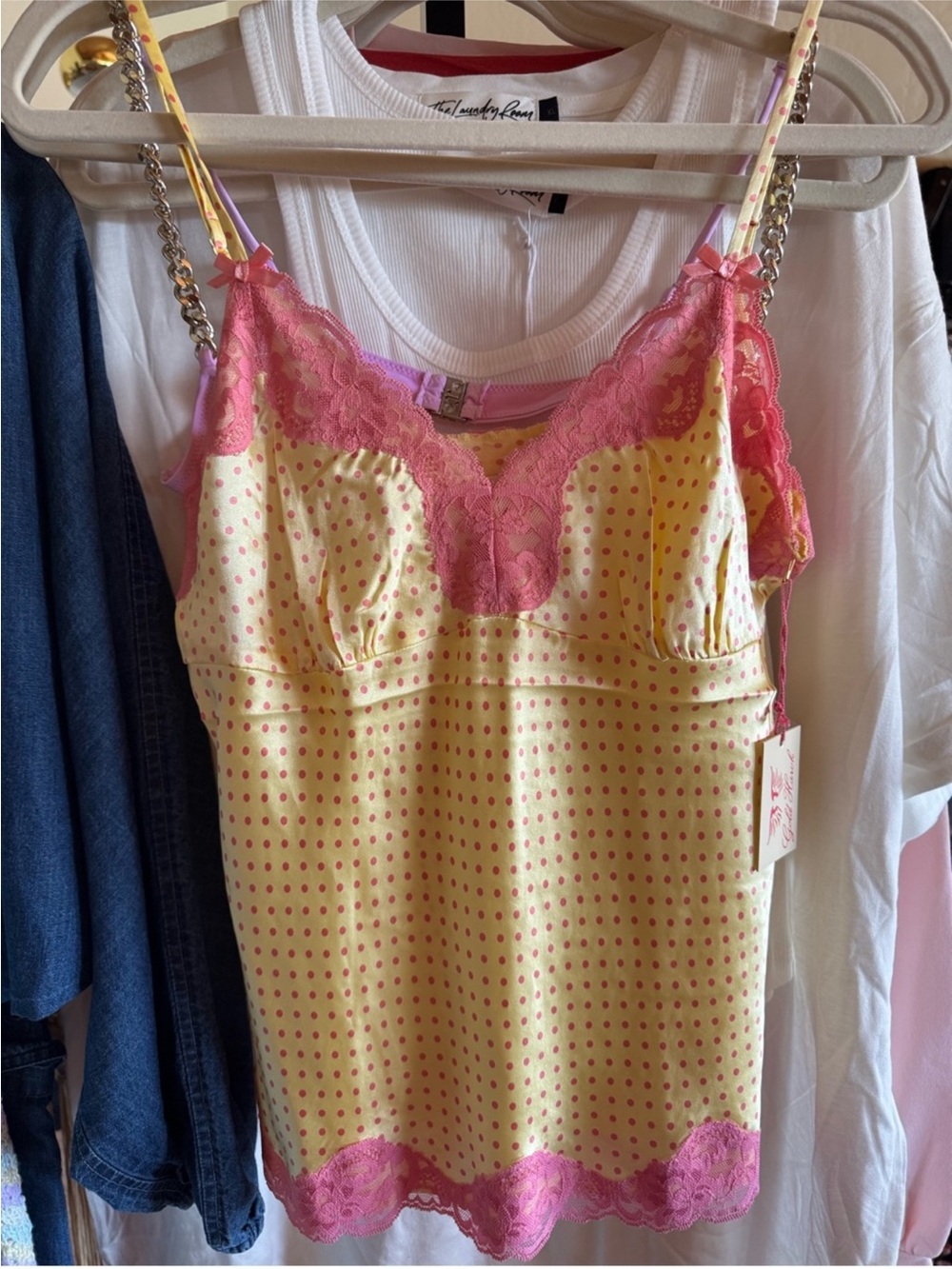 Hold Hawk Silk Sunshine Polka Dot Cami, NWT, M, $200MSRP
$89 $200
